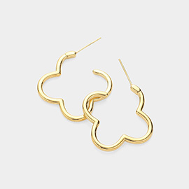 Stainless Steel Quatrefoil Hoop Earrings