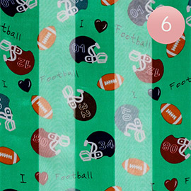 6CPS - Silk Feel Satin Football and Helmet Pattern Print Scarf