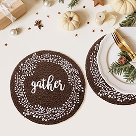 2PCS - Gather Message Printed Round Trivet