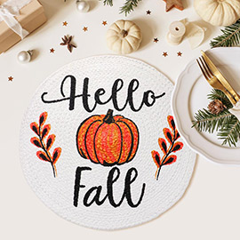 Hello Fall Pumpkin Printed Round Placemat