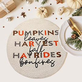 PUMKINS HARVEST HAYRIDES Message Printed Round Placemat