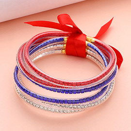 6PCS - Bling Studded Jelly Tube Bangle Bracelets