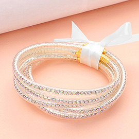 6PCS - Bling Studded Jelly Tube Bangle Bracelets