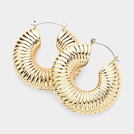 Textured Metal Pin Catch Hoop Earrings