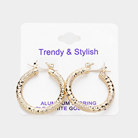 Gold Dipped Textured Aluminum Hoop Earrings