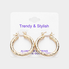 Gold Dipped Textured Aluminum 
Hoop Earrings