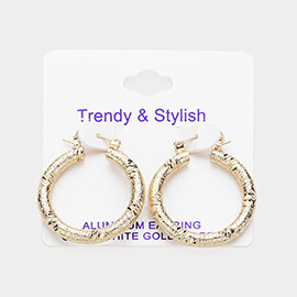 Gold Dipped Textured Aluminum Hoop Earrings