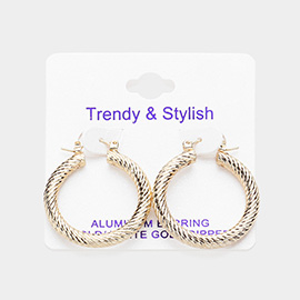 Gold Dipped Textured Aluminum Hoop Earrings