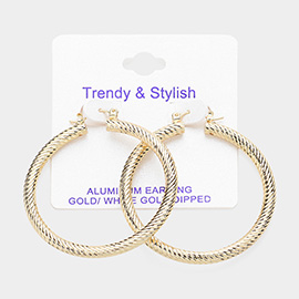 Gold Dipped Textured Aluminum Hoop Earrings