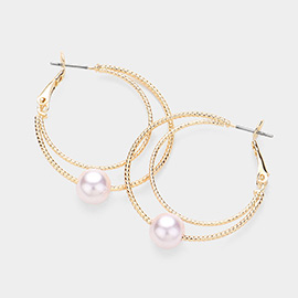 Pearl Pointed Double Hoop Earrings