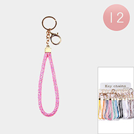 12PCS - Bling Studded Wristlet Lanyard Keychains