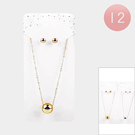 12PCS - Metal Ball Pendant Necklaces