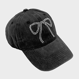 Bling Stone Studded Big Bow Baseball Cap