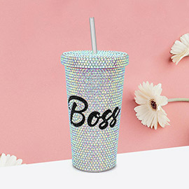 Bling Studded Boss Message 17oz Stainless Steel Tumbler