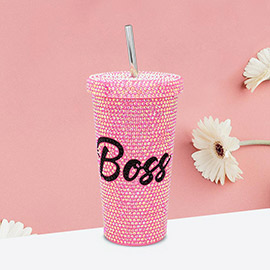 Bling Studded Boss Message 17oz Stainless Steel Tumbler