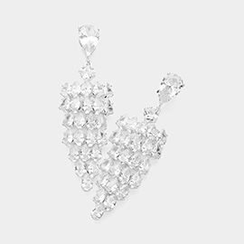 Teardrop CZ Stone Embellished Chandelier Evening Earrings