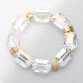 Rectangle Pebble Beaded Stretchable Bracelet