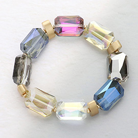 Rectangle Pebble Beaded Stretchable Bracelet