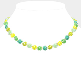 Faceted Beaded Flower Necklace