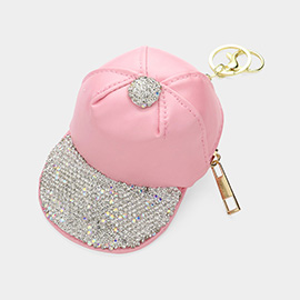 Bling Stone Paved Baseball Cap Coin Purse / Bag Charm / Keychain 