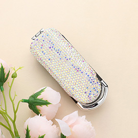 Bling Studded Portable Folding Mirror Hair Brush