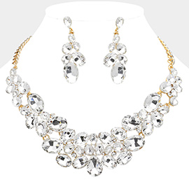 Multi Stone Bubble Cluster Evening Necklace