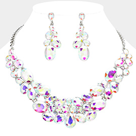 Multi Stone Bubble Cluster Evening Necklace