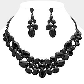 Multi Stone Bubble Cluster Evening Necklace