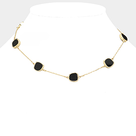 Onyx Pebble Link Station Necklace