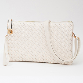 Faux Leather Braided Crossbody Bag