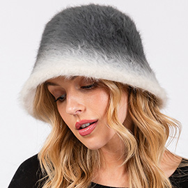 Gradient Color Fuzzy Bucket Hat