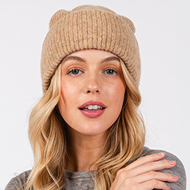 Wool Blended Solid Fuzzy Beanie Hat