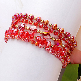 5PCS - Faceted Beaded Multi Layered Stretch Bracelets