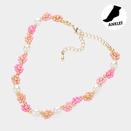 Flower Pearl Beaded Anklet