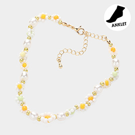 Flower Pearl Beaded Anklet