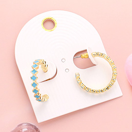 Enamel Quatrefoil Hoop Earrings