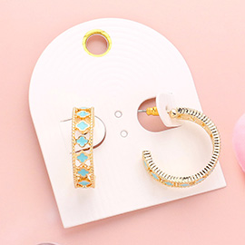 Enamel Quatrefoil Hoop Earrings