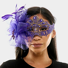 Flower Feather Fairy Lace Masquerade Mask