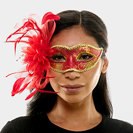 Flower Feather Fairy Lace Masquerade Mask