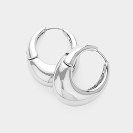 Chunky Metal Oval Huggie Hoop Earrings