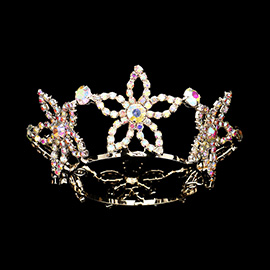 Rhinestone Pave Flower Mini Tiara