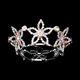 Rhinestone Pave Flower Mini Tiara