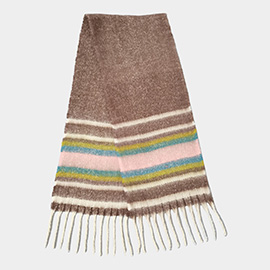 Multi Stripe Cozy Scarf with Fringe