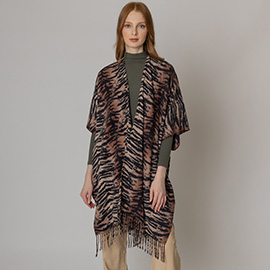 Tiger Print Kimono Poncho