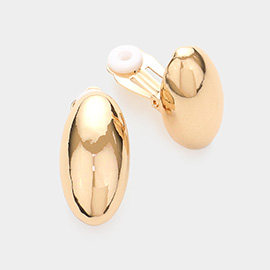 Metal Oval Clip On Earrings