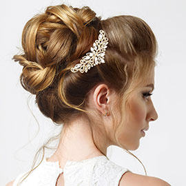 Marquise Stone Accented Flower Pointe Hair Comb