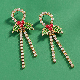 Poinsettia Pointed Rhinestone Paved Earrings