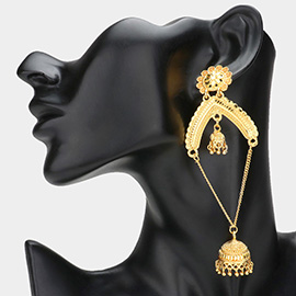 Oversized Abstract Metal Jhumka Dangle Earrings