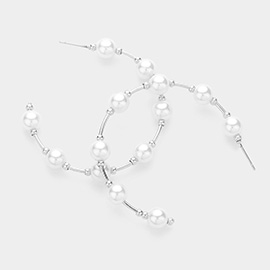 Pearl Station Hoop Earrings