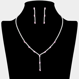 Marquise CZ Stone Pointed Rhinestone Paved Y Shaped Necklace